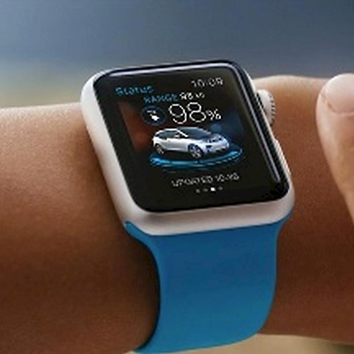 Die BMW i Remote App auf der Smartwatch.