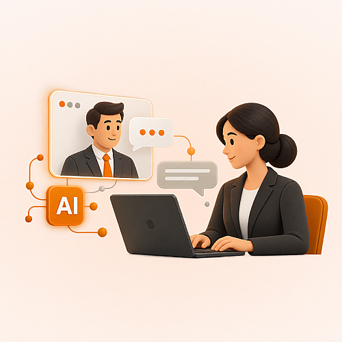 KI-Assistent als zentrale Schnittstelle zwischen Mitarbeitenden, Kundenservice, Wissenszugriff, Chatbots, Datenanalyse und Unternehmenssystemen.