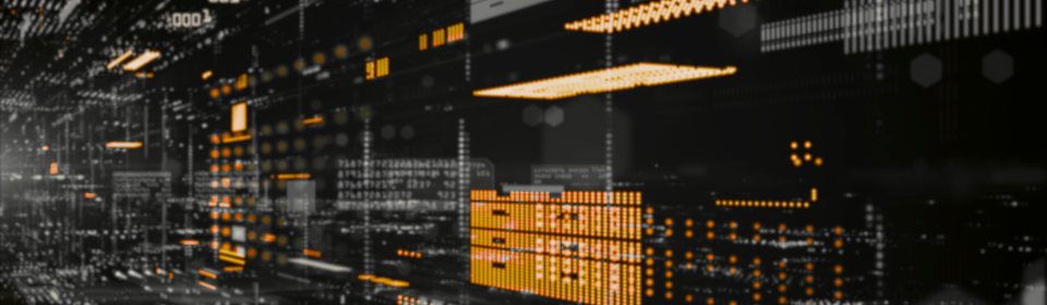 Abstrakte digitale Systemlandschaft mit vernetzten Daten und Softwarekomponenten als Visualisierung für individuelle Softwarelösungen von jambit.
