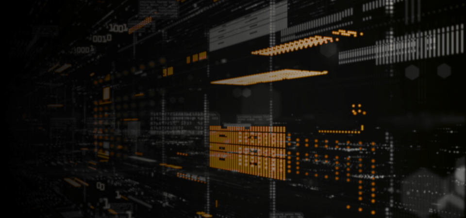 Abstrakte digitale Systemlandschaft mit vernetzten Daten und Softwarekomponenten als Visualisierung für individuelle Softwarelösungen von jambit.