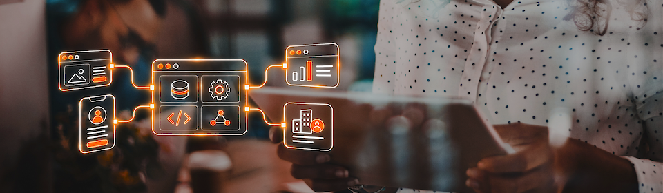 Digital Service &amp; Ecosystem Platform mit vernetzten Anwendungen, gemeinsamen Plattformfunktionen und Schnittstellen für digitale Services und Partner.